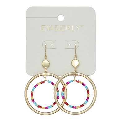 Emberly Gold Tone Double Circle Drop Earrings