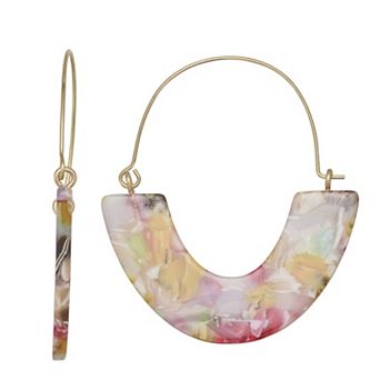 Emberly Gold Tone Half Circle Hoop Earrings