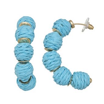 Emberly Gold Tone Rattan Hoop Earrings