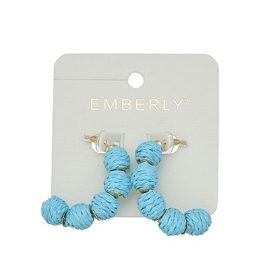Emberly Gold Tone Rattan Hoop Earrings
