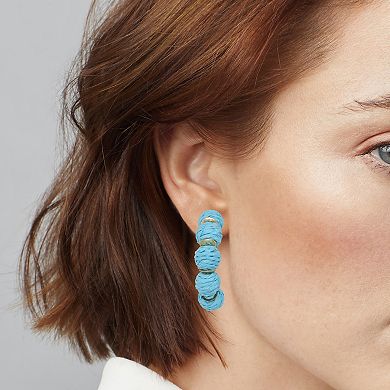 Emberly Gold Tone Rattan Hoop Earrings