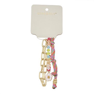 Emberly 3-Piece Gold Tone Mixed Media Bracelet Set