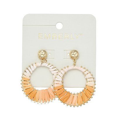 Emberly Gold Tone Ombre Raffia Hoop Earrings