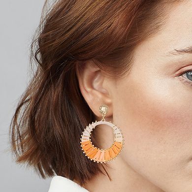 Emberly Gold Tone Ombre Raffia Hoop Earrings