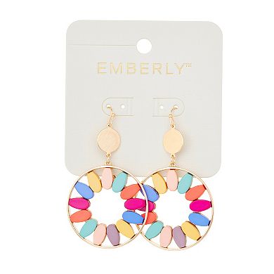 Emberly Gold Tone Multi-Colored Beaded Circular Earrings