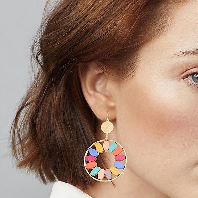Emberly Gold Tone Multi-Colored Beaded Circular Earrings