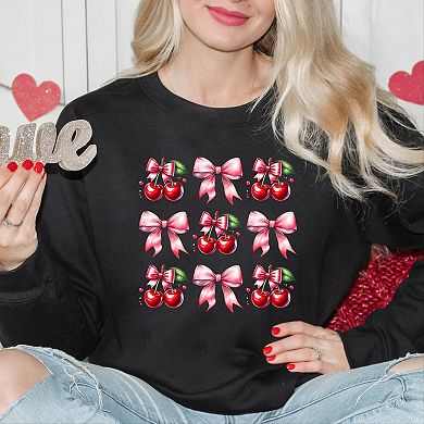 Coquette Pink Cherry Chart - Women's Graphic Sweatshirt