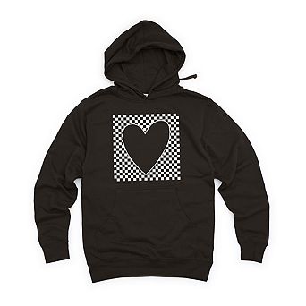 Checkered Heart Cut Out Hoodie
