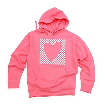 Checkered Heart Cut Out Hoodie