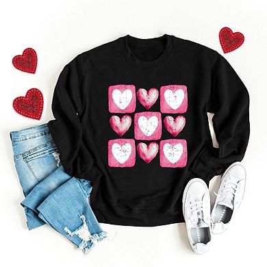 Pink Heart Grid Sweatshirt