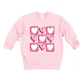 Pink Heart Grid Sweatshirt