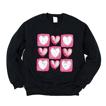 Pink Heart Grid Sweatshirt
