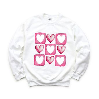 Pink Heart Grid Sweatshirt