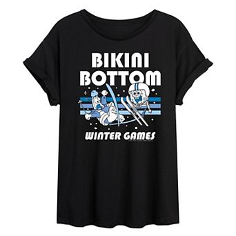 Juniors' SpongeBob SquarePants Bikini Bottom Winter Games Oversized Tee