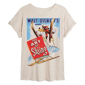 Juniors' Disney's Goofy The Art Of Skiing Vintage Oversized Tee