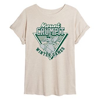 Juniors' Dr. Seuss The Grinch Mount Crumpit Winter Games Oversized Tee
