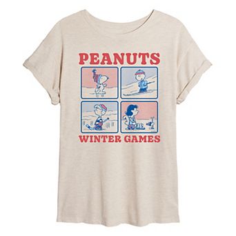 Juniors' Peanuts Winter Games Oversized Tee