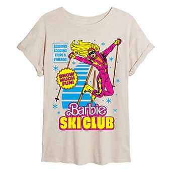 Juniors' Barbie Ski Club Snow Much Fun Oversized Tee