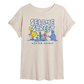 Juniors' Sesame Street Winter Games Oversized Tee