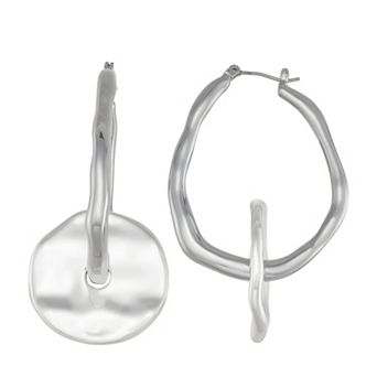 Nine West Silver-Tone 45-mm Hoop Click It Earrings