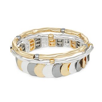 Nine West Tri-Tone 3 pc Stretch Bracelet Set