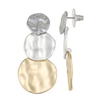 Nine West Tri-Tone Stacked Disc Earrings