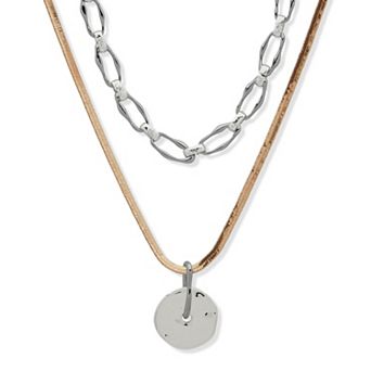 Nine West Tri-Tone Link Necklace
