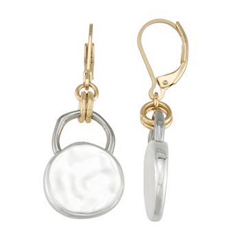 Nine West Two-Tone Disc Drop Earrings