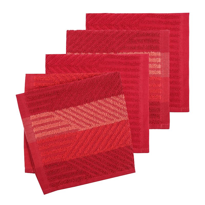 The Big One® 4-Pack Chevron Terry Dishcloths, Rio Red