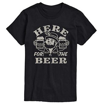Men's Here For The Beer Distressed Graphic Tee