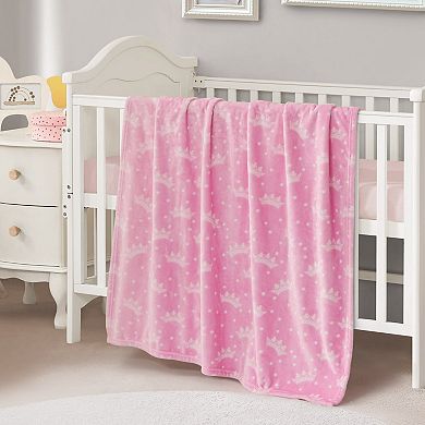 Juicy Couture Plush Crown Print Throw Blanket