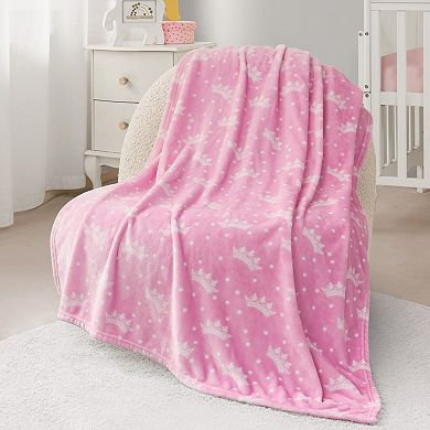 Juicy Couture Plush Crown Print Throw Blanket