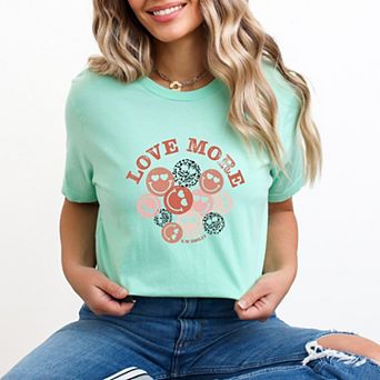 S.W.Smiley Love More Smiley Faces - Women's Short Sleeve Graphic T-Shirt