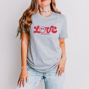 S.W.Smiley Love Cursive - Women's Short Sleeve Graphic T-Shirt