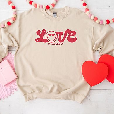 S.W.Smiley Love Cursive - Women's Graphic Sweatshirt
