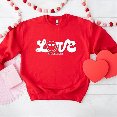 S.W.Smiley Love Cursive - Women's Graphic Sweatshirt