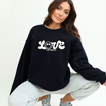 S.W.Smiley Love Cursive - Women's Graphic Sweatshirt