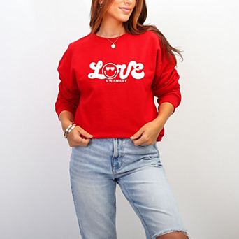 S.W.Smiley Love Cursive - Women's Graphic Sweatshirt