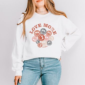 S.W.Smiley Love More Smiley Faces - Women's Graphic Sweatshirt