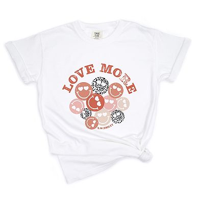 S.W.Smiley Love More Smiley Faces - Women's Garment Dyed Graphic T-Shirt