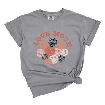 S.W.Smiley Love More Smiley Faces - Women's Garment Dyed Graphic T-Shirt