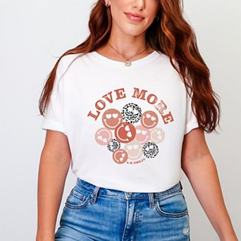 S.W.Smiley Love More Smiley Faces - Women's Garment Dyed Graphic T-Shirt