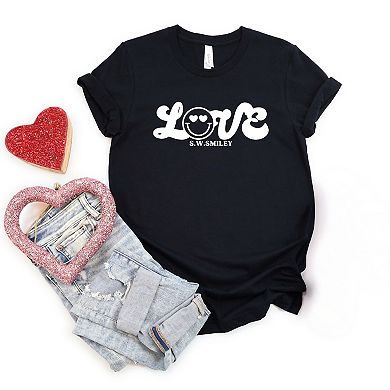 S.W.Smiley Love Cursive - Women's Short Sleeve Graphic T-Shirt