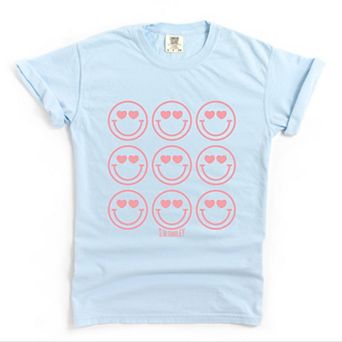 S.W.Smiley Love Smiley Grid - Women's Garment Dyed Graphic T-Shirt