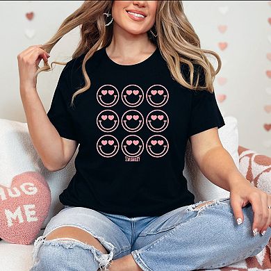 S.W.Smiley Love Smiley Grid - Women's Short Sleeve Graphic T-Shirt
