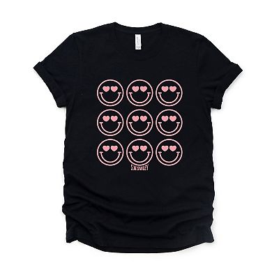 S.W.Smiley Love Smiley Grid - Women's Short Sleeve Graphic T-Shirt