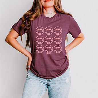 S.W.Smiley Love Smiley Grid - Women's Short Sleeve Graphic T-Shirt