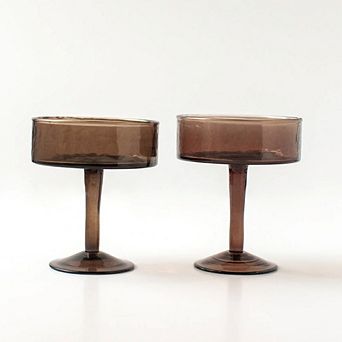 Handblown Hammered Coupe Cocktail Glasses - Set of 4