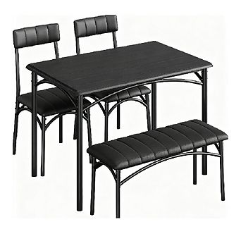 4 pc Dining Set,2 Chairs & Bench,Rectangular Wood Kitchen Table for Apartments & Breakfast Nook