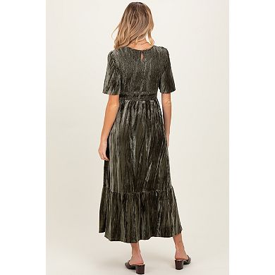 Maternity Smocked Velvet MIdi Dress